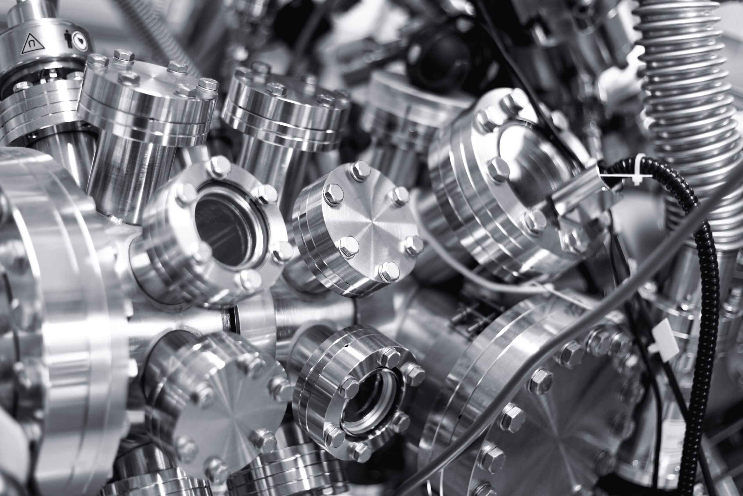 Close-up view of an ultrahigh-vacuum research instrument